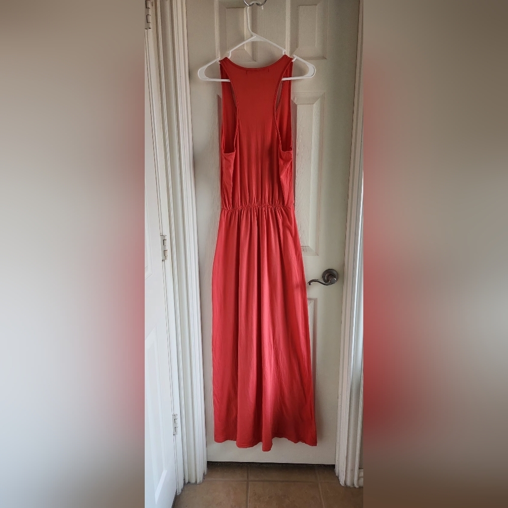 Michael Stars OS One Size Racerback Tank Maxi Dress Coral Pink - Picture 2 of 12